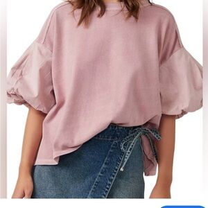 We The Free Mauve Puff Sleeve Blouse